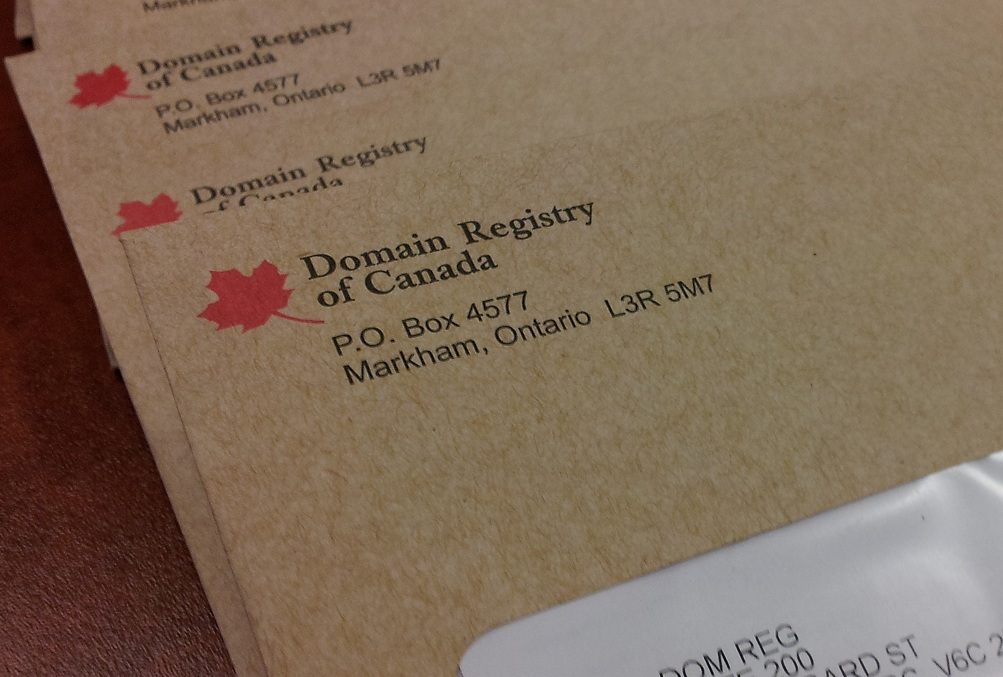 Domain Registry of Canada envelopes